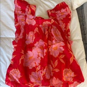 Olivaceous Red and Pink Floral Blouse